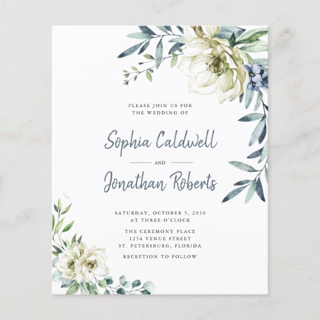 Papier Budget tout en un Eucalyptus Floral Mariage Invita (Devant)