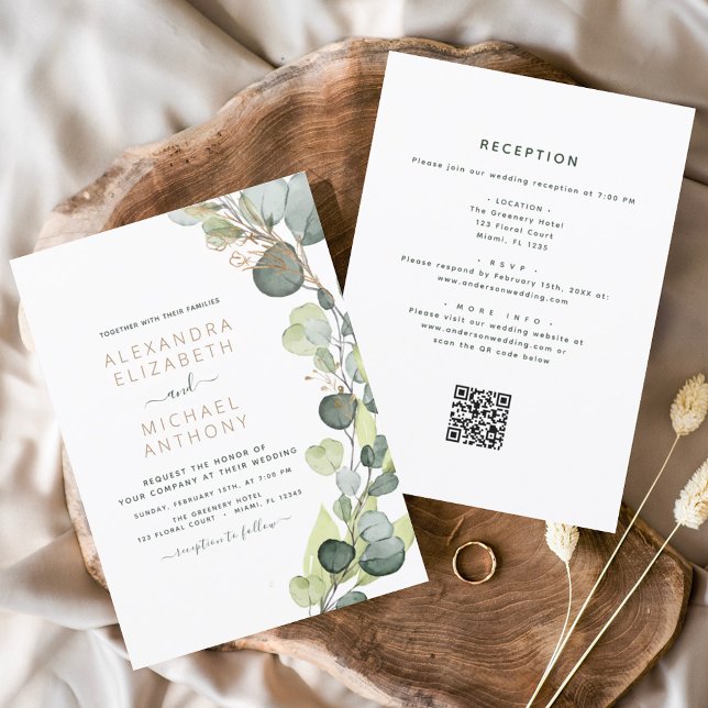 Papier Budget tout en un Eucalyptus QR Code Mariage (Créateur téléchargé)