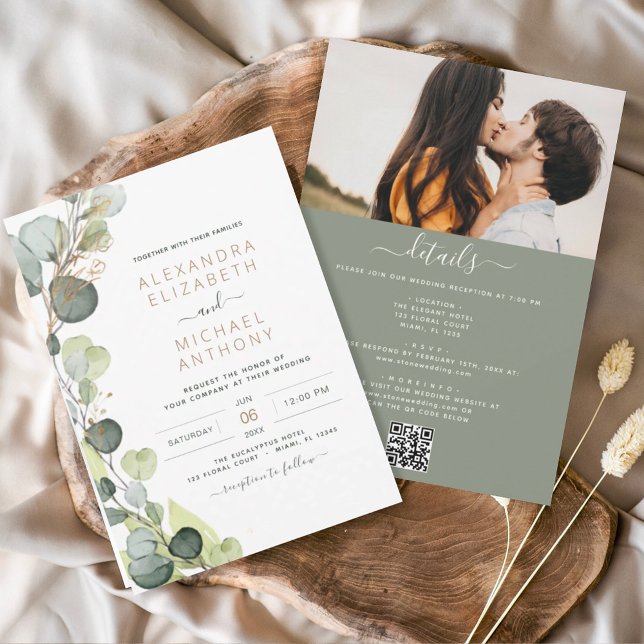 Papier Budget tout en un Eucalyptus QR Code Mariage (Créateur téléchargé)