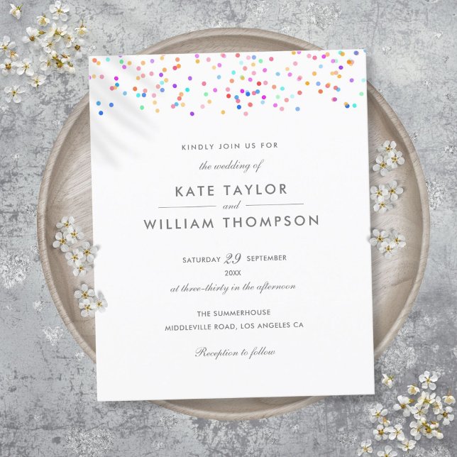 Papier Budget Tout en un Faire-part de mariage arc-en-cie (Budget All In One Rainbow Wedding Invitation)