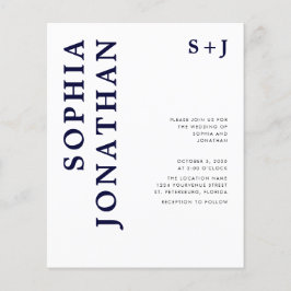 Papier Budget tout en un Faire-part de mariage bleu marin