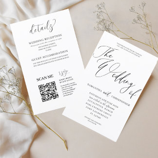 Papier Budget tout en un Faire-part de mariage noir et bl