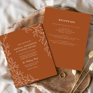 Papier Budget tout en un Faire-part de mariage orange brû