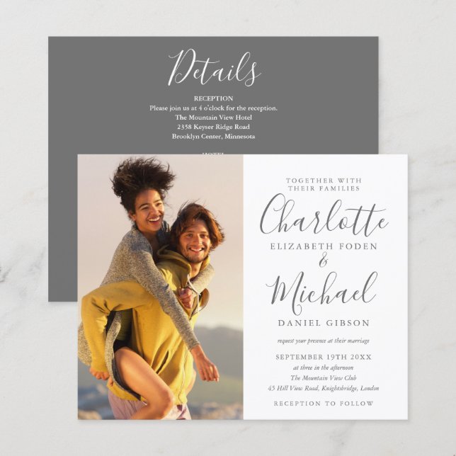 Papier Budget Tout en un Faire-part de mariage photo (Devant / Derrière)