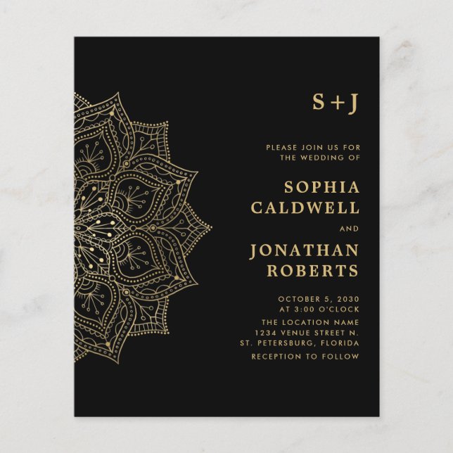 Papier Budget tout en un Gold Mandala Invitation de maria (Devant)