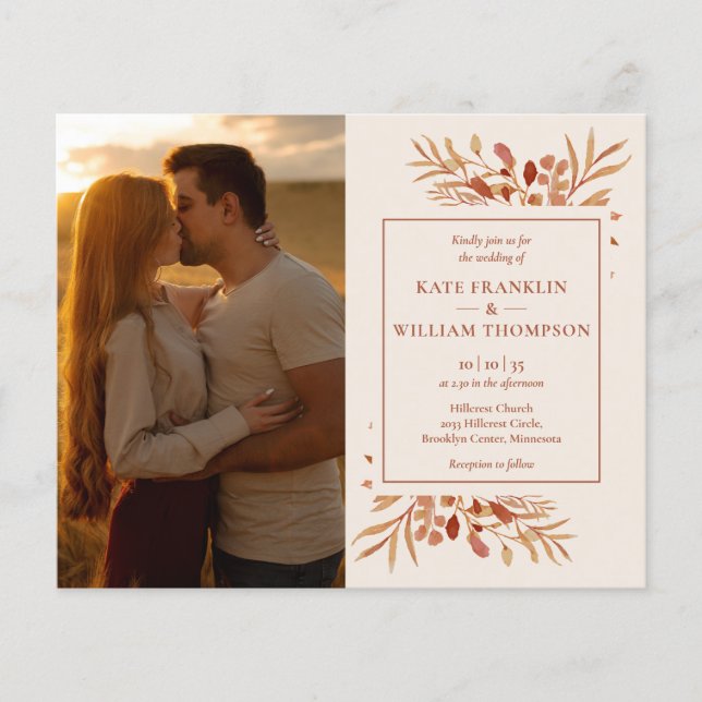 Papier Budget Tout en un Mariage de automne photo Invitat (Devant)