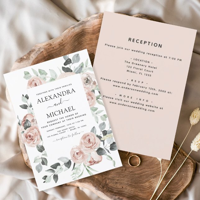 Papier Budget tout en un rose Mariage d'eucalyptus florau (Créateur téléchargé)