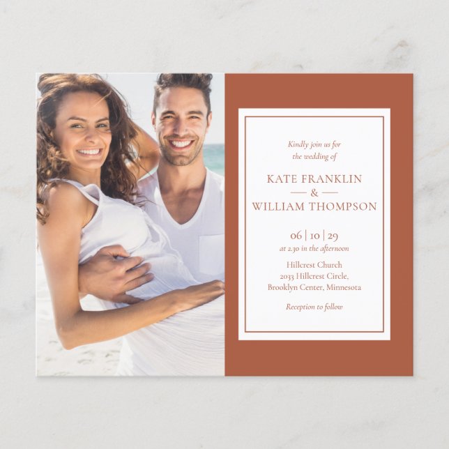 Papier Budget Tout en un Terracotta Photo Mariage Invitat (Devant)