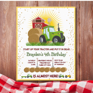 Papier Budget Tracteur vert Camions Thème Anniversaire Fê