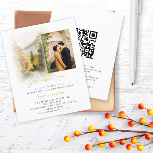 Papier Budget Trees Photo QR Soirée Mariage Invitation
