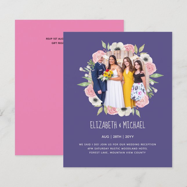 Papier Budget Trending PHOTO Mariage Invitations de récep (Devant / Derrière)