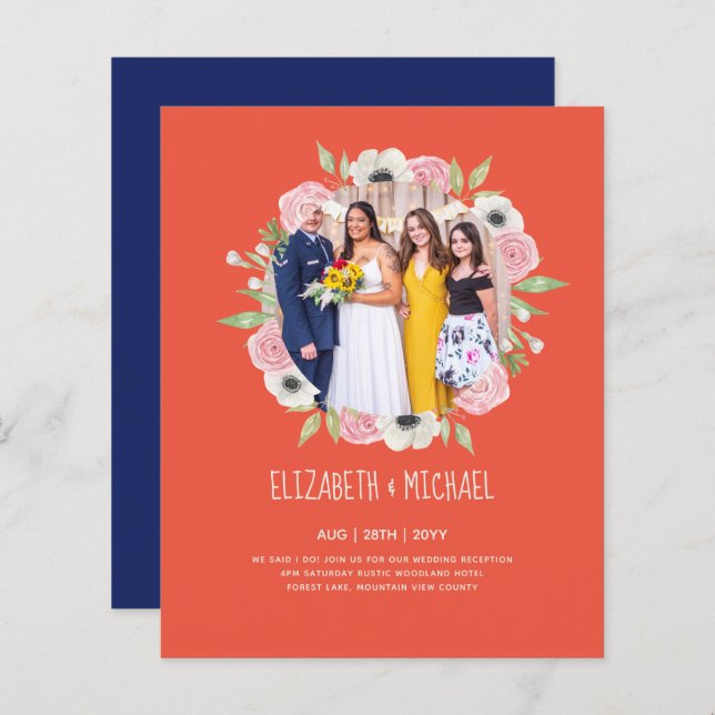 Papier Budget Trending PHOTO Mariage Invitations de récep (Devant / Derrière)