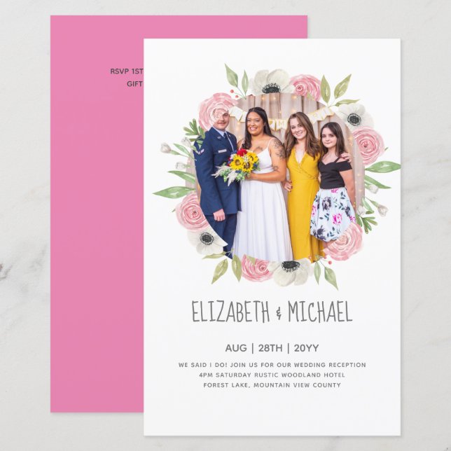 Papier Budget Trending PHOTO Mariage Invitations de récep (Devant / Derrière)