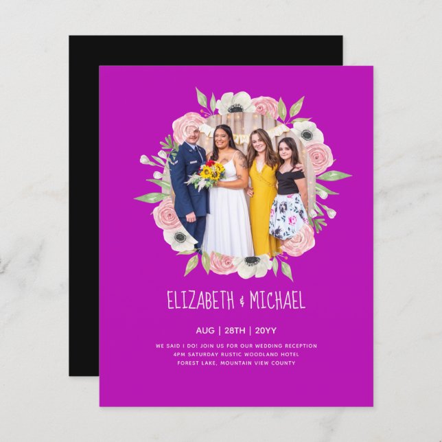 Papier Budget Trending PHOTO Mariage Invitations de récep (Devant / Derrière)