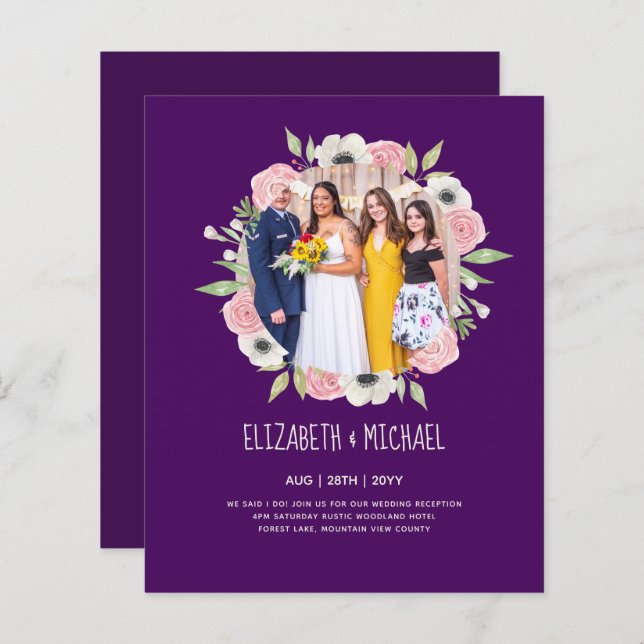 Papier Budget Trending PHOTO Mariage Invitations de récep (Devant / Derrière)