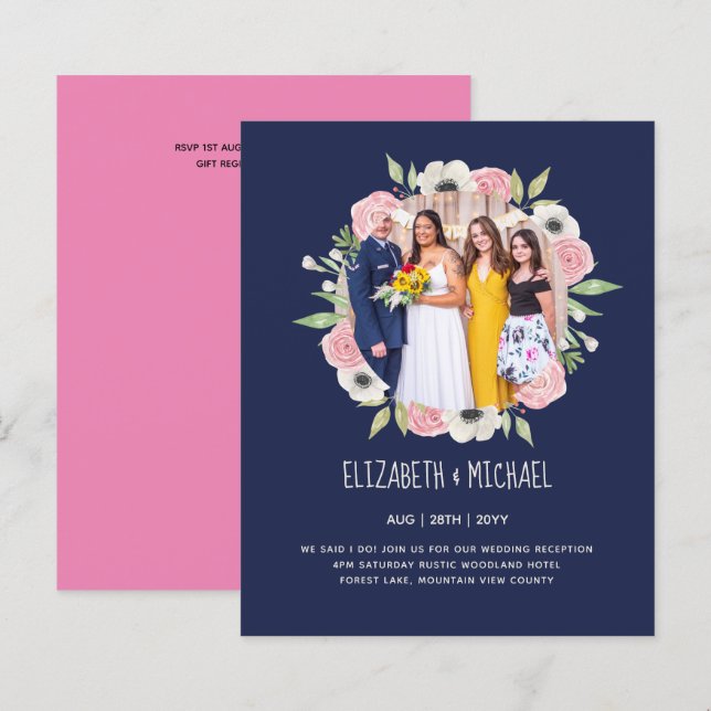 Papier Budget Trending PHOTO Mariage Invitations de récep (Devant / Derrière)