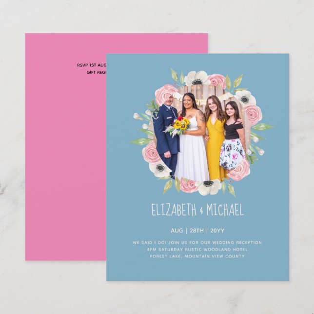 Papier Budget Trending PHOTO Mariage Invitations de récep (Devant / Derrière)
