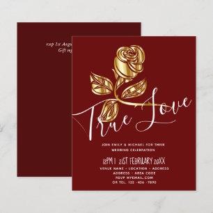 Papier BUDGET Trending True Love Gold Rose Wedding Invite
