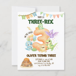 Papier BUDGET Trois-Rex Dinosaure Mignon Dino 3ème Annive