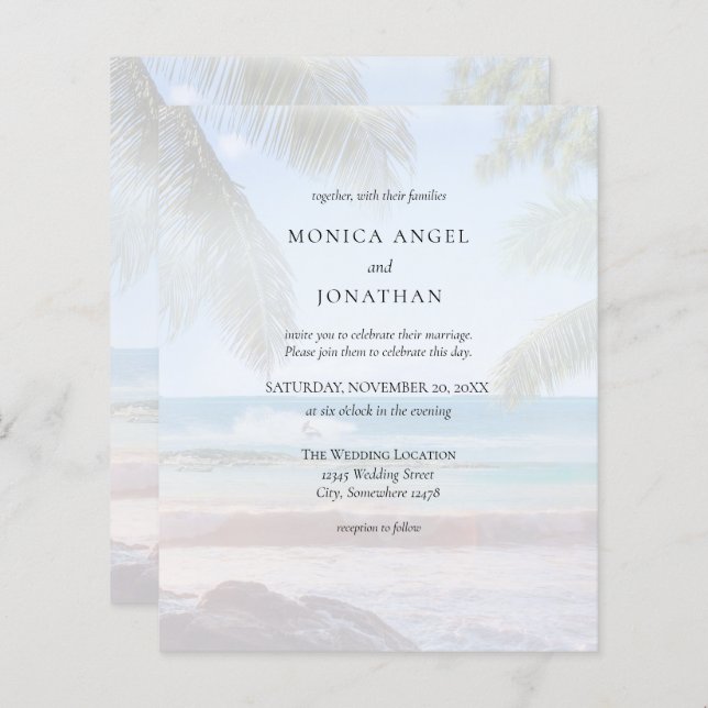 Papier Budget Tropical Beach Palm VS 2 Mariage (Devant / Derrière)