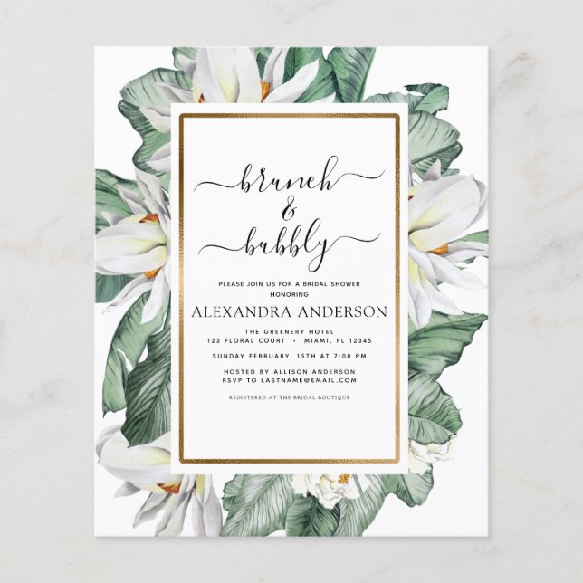 Papier Budget Tropical Brunch & Bubbly Fête des mariées (Devant)