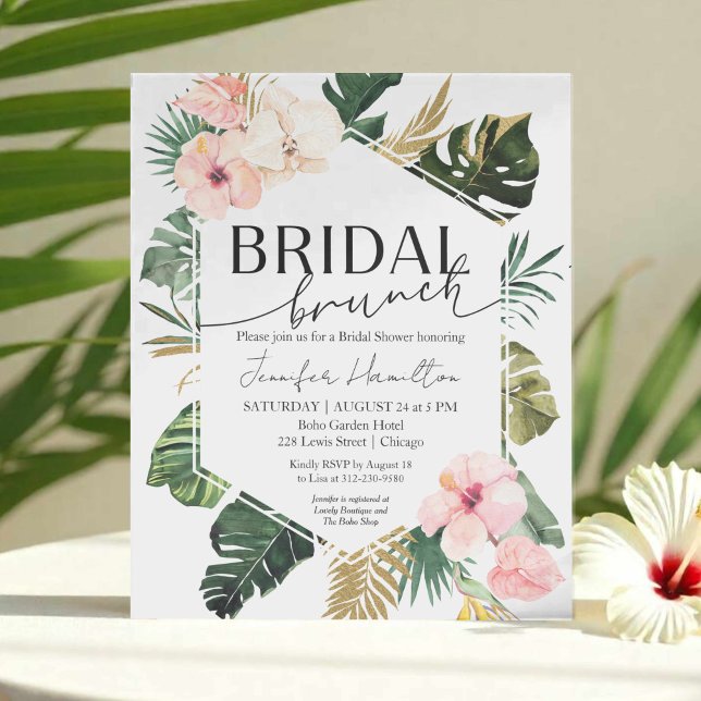 Papier Budget Tropical Floral Bridal Brunch Invitation (Créateur téléchargé)