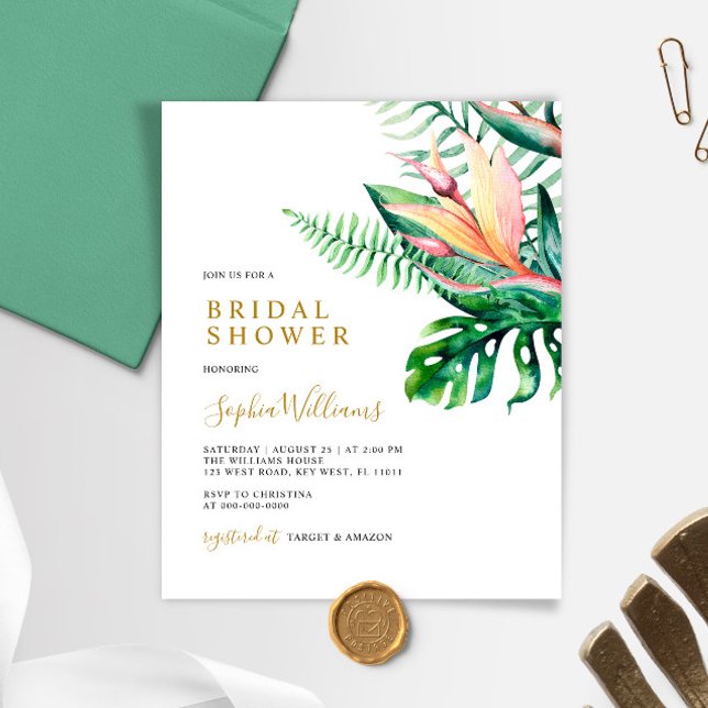 Papier Budget Tropical Green Invitation à la douche nupti (Créateur téléchargé)