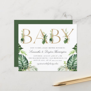 Papier Budget Tropical Greenery Gold Lettres Baby shower