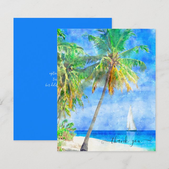 Papier Budget Tropical Island Palm Tree Bateau Merci (Devant / Derrière)