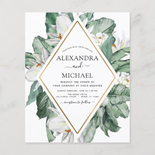 Papier Budget Tropical Magnolia Floral Faire-part de mari
