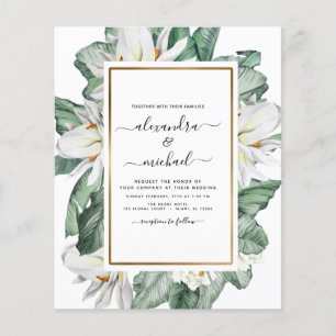 Papier Budget Tropical Magnolia Palm Faire-part de mariag