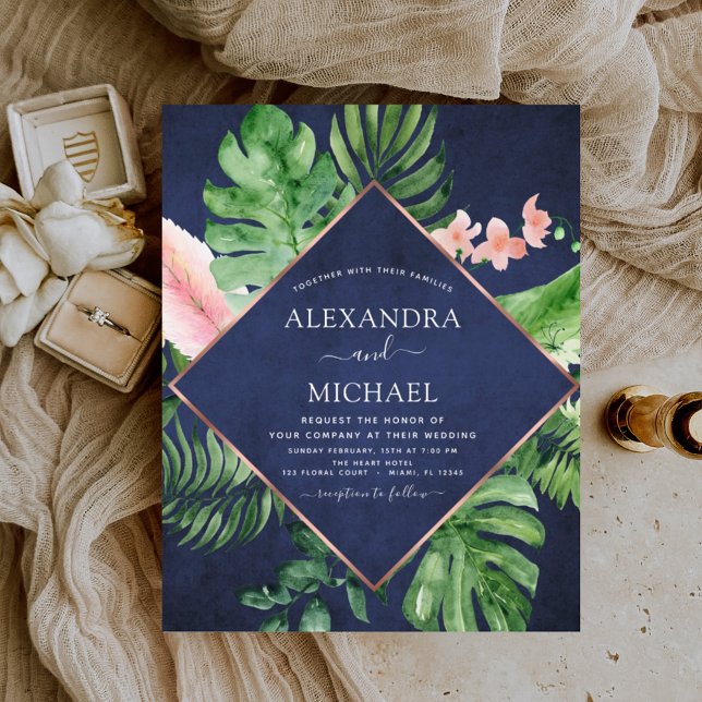 Papier Budget Tropical Marine Blue Mariage géométrique (Créateur téléchargé)