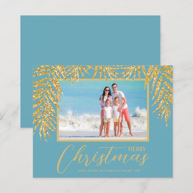Papier Budget Tropical Merry Christmas Photo Holiday Card (Devant / Derrière)