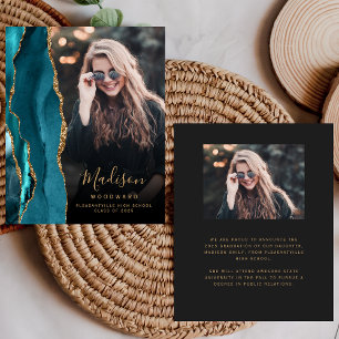 Papier Budget Turquoise Agate Photo Dark Grad Faire-part