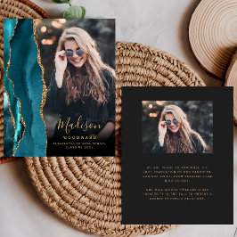 Papier Budget Turquoise Agate Photo Dark Grad Faire-part