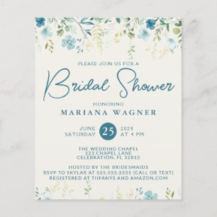 Papier Budget Turquoise Bleu Beige Fleur sauvage Fête des