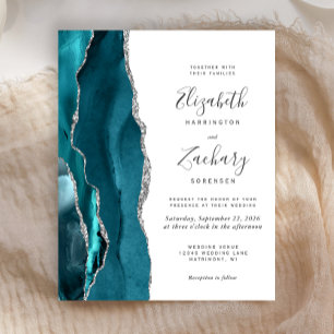 Papier Budget Turquoise Blue Silver Agate Mariage