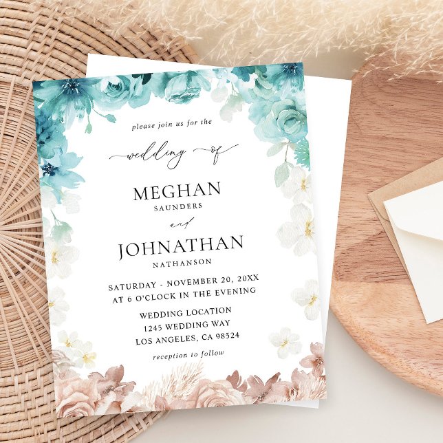 Papier Budget Turquoise & Blush Pink FlorMariage (Créateur téléchargé)