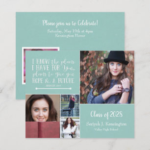 Papier Budget Turquoise Christian Verse Graduation Photo