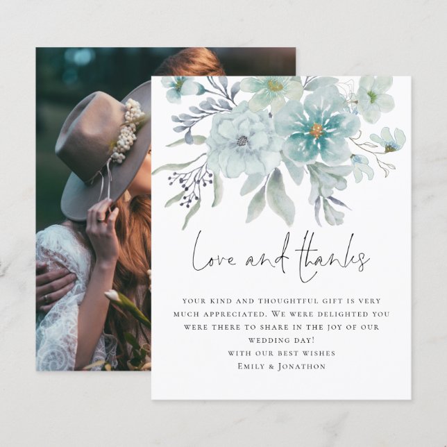 Papier Budget Turquoise Florales de Mist Photo Love Merci (Devant / Derrière)