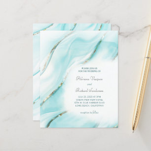Papier Budget Turquoise Gold Agate Faire-part de mariage
