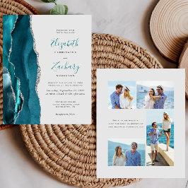 Papier Budget Turquoise Gold Agate Grey 4-Photo Wedding I