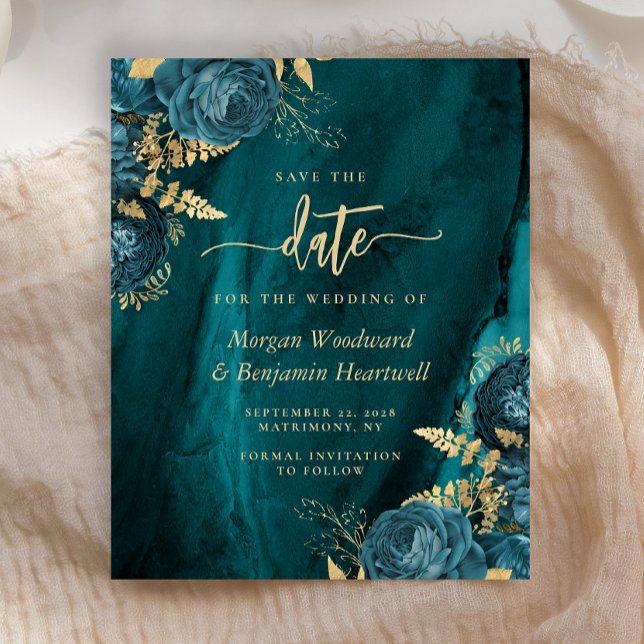 Papier Budget Turquoise Gold Floral Wedding Enregistrer l (Créateur téléchargé)