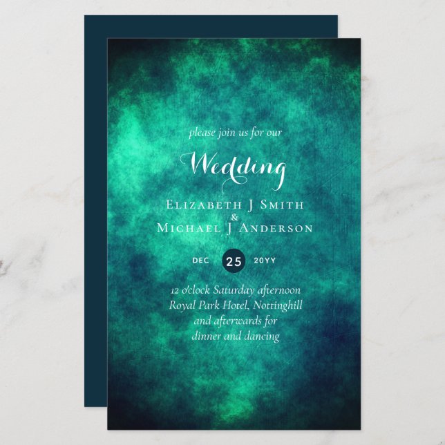 Papier BUDGET Turquoise Mystique Mariage Invitation (Devant / Derrière)