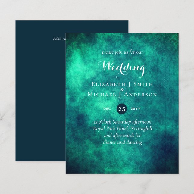 Papier BUDGET Turquoise Mystique Mariage Invitation (Devant / Derrière)