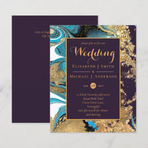 Papier BUDGET Turquoise Purple Gold Agate Mariage Invitat