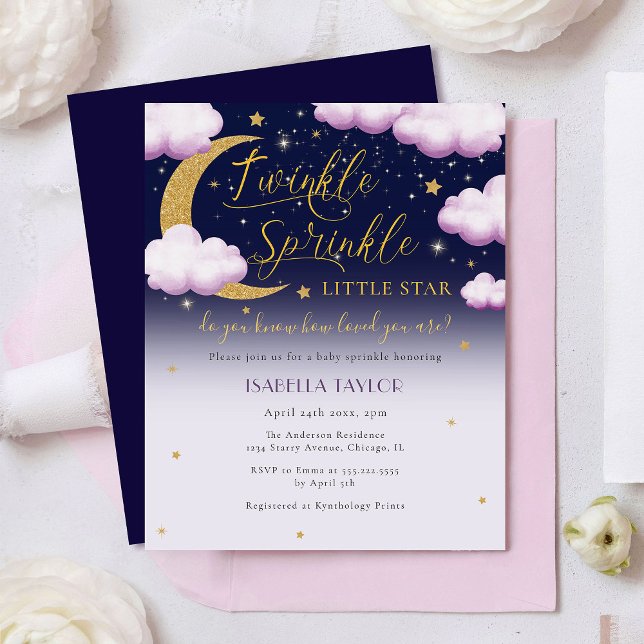 Papier Budget Twinkle Little Star Rose Girl Baby Sprinkle (Créateur téléchargé)