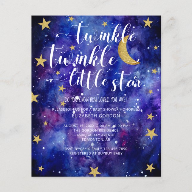 Papier Budget Twinkle Twinkle Little Star Baby shower (Devant)