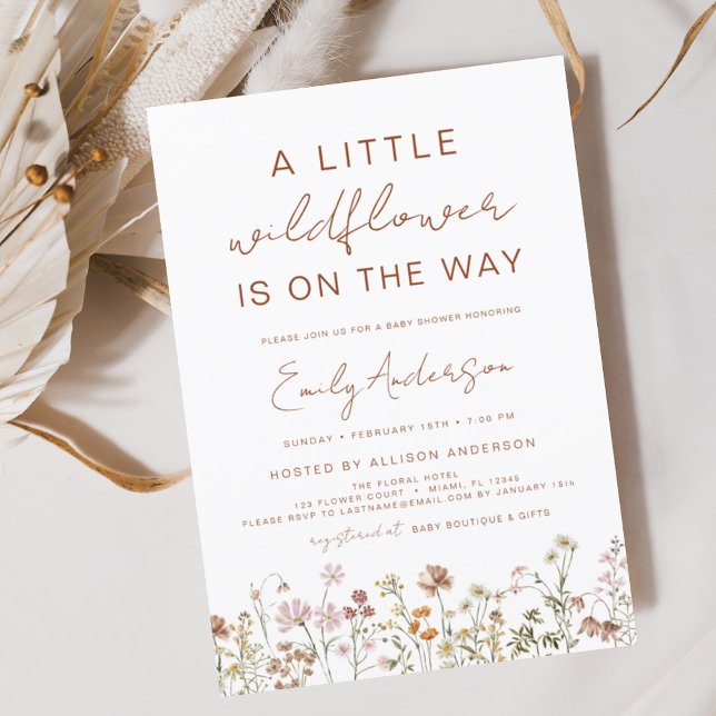 Papier Budget Un Petit Baby shower Fleur sauvage Invitati (Créateur téléchargé)