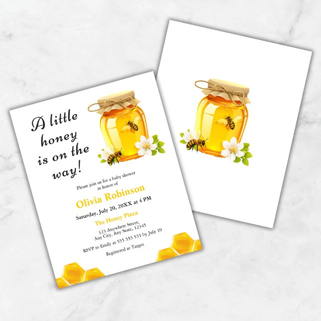Papier Budget Un Petit Miel Abeille Baby shower Invitatio (Budget A Little Honey is on the Way Bee Baby Shower Invitation  )